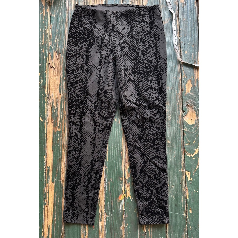 Jules & Leopold Womens Grey Black Snakeskin Velvet Flocked Leggings Size M